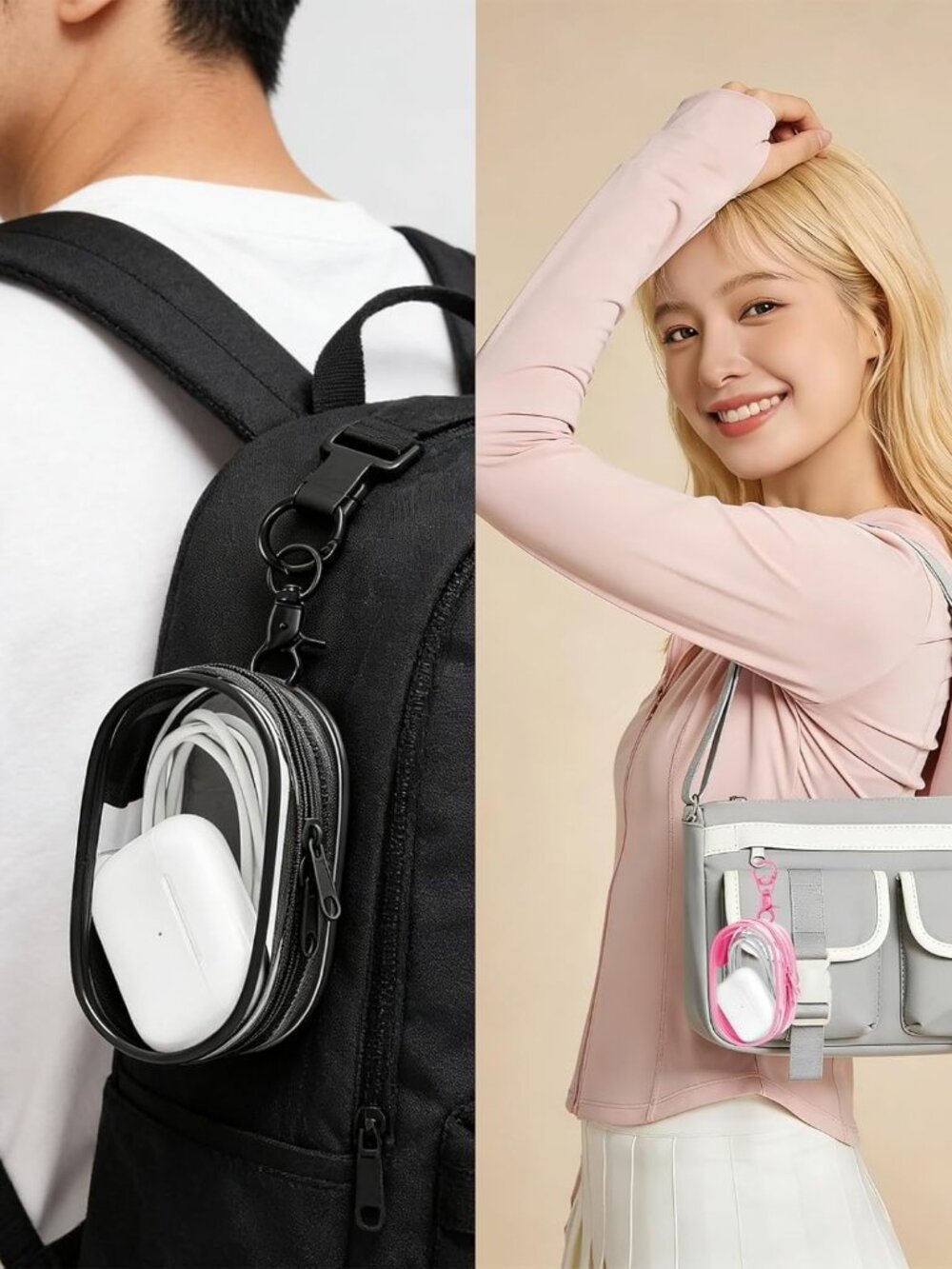 1|2|4 Pack Storage Bag for Organizing Data Cables, Earphone, Chargers, Keys, Cha - Picture 5 of 5